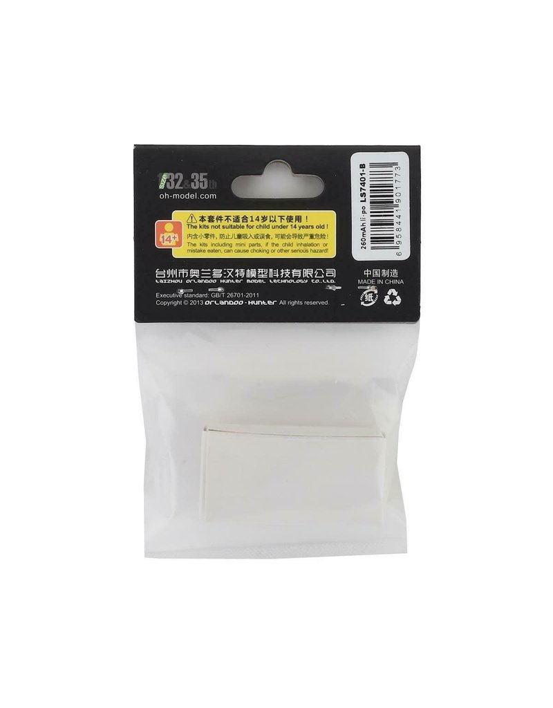 ORLANDOO HUNTERS OLHLS7401-B 2S LIPO 7.4V 260MAH 30C BATTERY: PH2.0 (USE W/D4L SYSTEM)