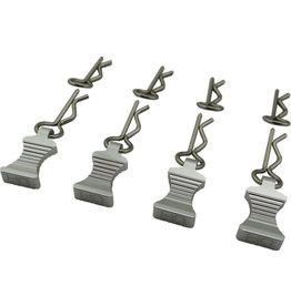 HOT RACING HRAAC03EZ08 1/10 ALUMINUM EZ PULLS W/BODY CLIPS: SILVER (4)