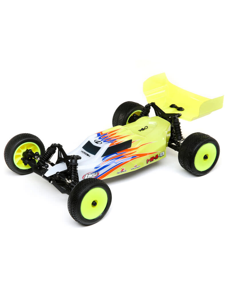 LOSI LOS01016T3 MINI-B, BRUSHED, RTR: 1/16 2WD BUGGY, YELLOW/WHITE