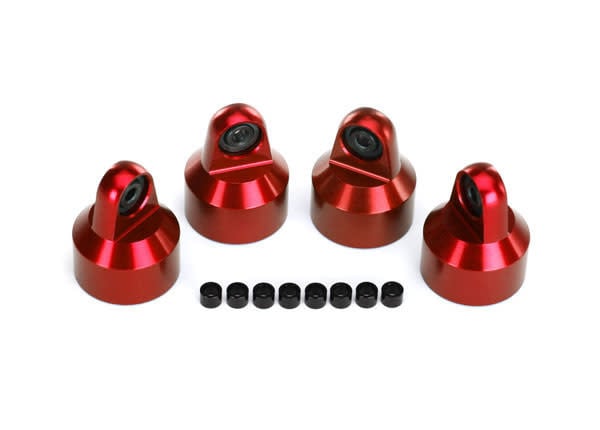 TRA7764R SHOCK CAPS, ALUMINUM (RED-ANODIZED), GTX SHOCKS (4)/ SPACERS (8)