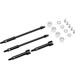 HOT RACING HRASXTF39W04 +4MM WIDE TRACK STEEL DRIVE STUB AXLE FOR AXIAL SCX24
