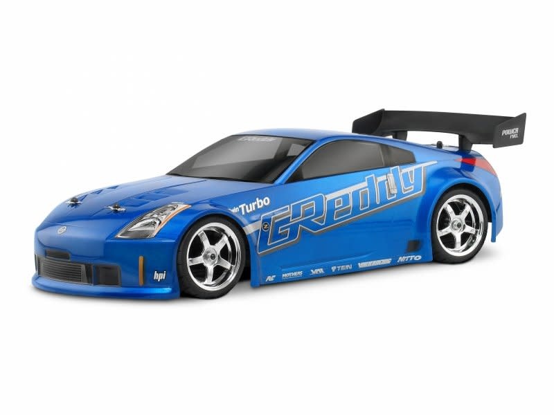 HPI17518 NISSAN 350Z GREDDY TWIN TURBO BODY 200MM: CLEAR