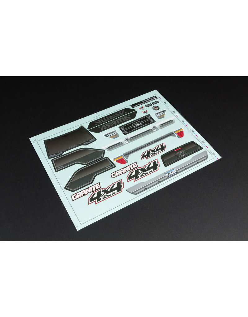 ARRMA AR402261 BODY CLEAR W/DECALS GRANITE 4X4