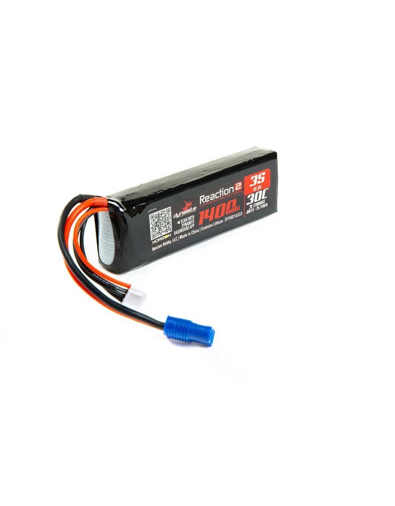 DYNAMITE DYNB14333 REACTION2 11.1V 1400MAH 3S 30C LIPO,LONG: EC3 MINIS