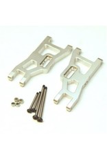 STRC SPTST3631XS ALUMINUM FRONT A-ARMS WITH LOCKNUT HINGE PINS FOR TRAXXAS SLASH, STAMPEDE, RUSTLER: SILVER (2)