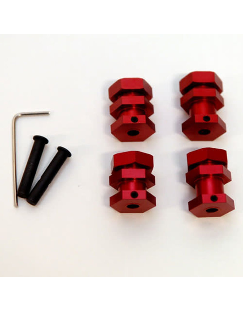 STRC SPTST3654-17R 17MM HEX HUB CONVERSION KIT FOR TRAXXAS 2WD: RED (4)