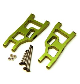 STRC SPTST3631XG  ALUMINUM FRONT A-ARMS WITH LOCKNUT HINGE PINS FOR TRAXXAS SLASH, STAMPEDE, RUSTLER: GREEN (2)