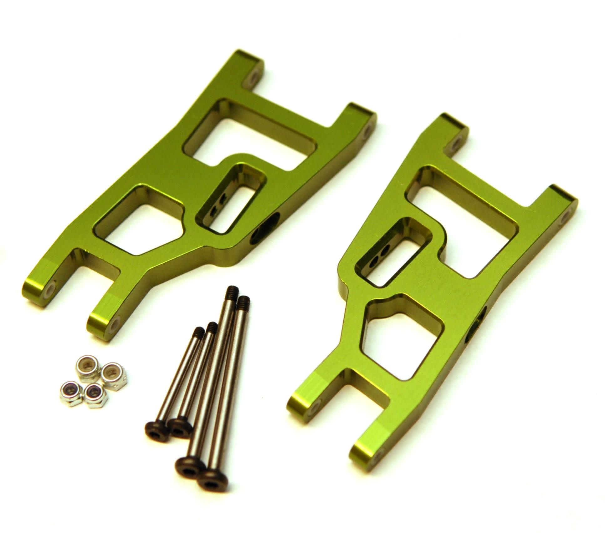 SPTST3631XG ALUMINUM FRONT A-ARMS WITH LOCKNUT HINGE PINS FOR TRAXXAS SLASH, STAMPEDE, RUSTLER: GREEN (2)