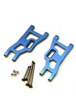 STRC SPTST3631XB ALUMINUM FRONT A-ARMS WITH PINS FOR TRAXXAS SLASH, STAMPEDE, RUSTLER: BLUE (2)