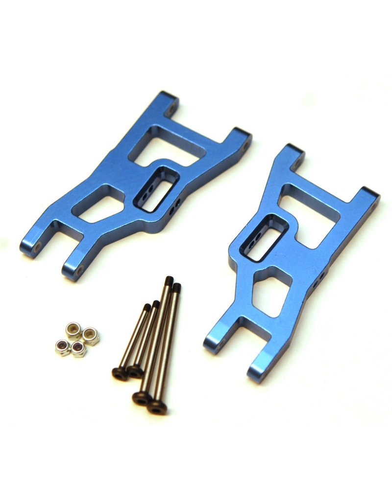 STRC SPTST3631XB ALUMINUM FRONT A-ARMS WITH PINS FOR TRAXXAS SLASH, STAMPEDE, RUSTLER: BLUE (2)