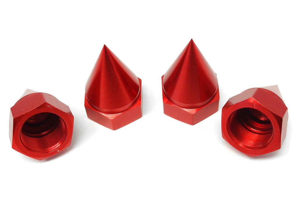 RV95244R LT-SLT ENCLOSED POINTED CNC BAJA ALUMINUM WHEEL NUTS (4): RED