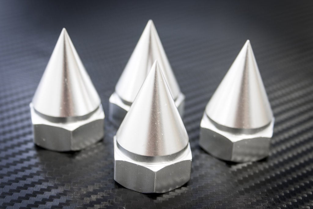 RV95244S LT-SLT ENCLOSED POINTED CNC BAJA ALUMINUM WHEEL NUTS (4): SILVER