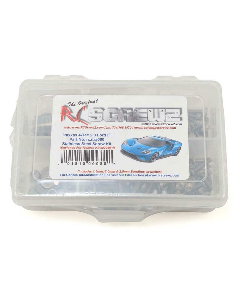 RC SCREWZ RCZTRA080 TRAXXAS 4-TEC 2.0 FORD GT STAINLESS STEEL SCREW KIT