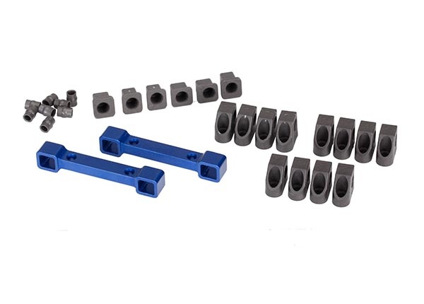 TRA8334X MOUNTS, SUSPENSION ARMS, ALUMINUM (BLUE-ANODIZED) (FRONT & REAR)/ HINGE PIN RETAINERS (12)/ INSERTS (6)