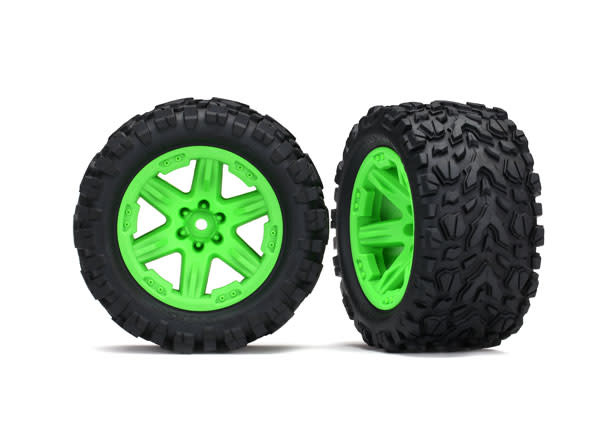 TRA6773G TIRES & WHEELS, ASSEMBLED, GLUED (2.8') (RXT 4X4 GREEN WHEELS, TALON EXTREME TIRES, FOAM INSERTS) (4WD ELECTRIC FRONT/REAR, 2WD ELECTRIC