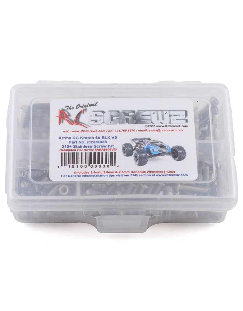 RC SCREWZ RCZARA038 ARRMA KRATON 6S BLX V5 STAINLESS STEEL SCREW KIT