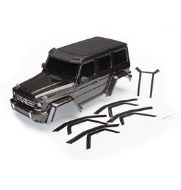 TRAXXAS TRA8811R BODY, MERCEDES-BENZ G 500 4X4_, COMPLETE (BLACK) (INCLUDES REAR BODY POST, GRILLE, SIDE MIRRORS, DOOR HANDLES, & WINDSHIELD WIPERS)