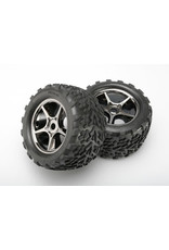 TRAXXAS TRA5374X TIRES & WHEELS, ASSEMBLED, GLUED (GEMINI BLACK CHROME WHEELS, TALON TIRES, FOAM INSERTS) (2) (USE WITH 17MM SPLINED WHEEL HUBS & NUTS, PART #5353X) (TSM RATED)