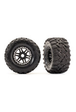 TRAXXAS TRA8972 TIRES & WHEELS, ASSEMBLED, GLUED (BLACK WHEELS, MAXX ALL-TERRAIN TIRES, FOAM INSERTS) (2) (17MM SPLINED) (TSM RATED)