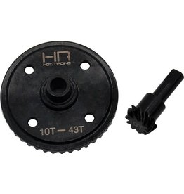 HOT RACING HRAAON9043 STEEL HELICAL CUT DIFFERENTIAL RING AND PINION GEAR (43T/10T) FOR ARRMA 6S