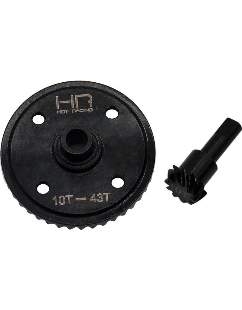 HOT RACING HRAAON9043 STEEL HELICAL CUT DIFFERENTIAL RING AND PINION GEAR (43T/10T) FOR ARRMA 6S