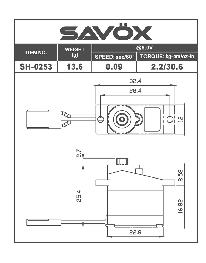 SAVOX SAVSH0253 MICRO DIGITAL SERVO .09/30