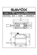 SAVOX SAVSB2273SG HIGH VOLTAGE BRUSHLESS DIGITAL SERVO 0.095/388.8 @ 7.4V
