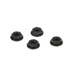 TLR TLR336003 M4 ALUMINUM SERRATED NUTS, LOW PROFILE, BLACK (4)