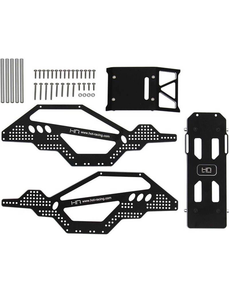 HOT RACING HRASXTF14RR01 ALUMINUM ROCK RACER CONVERSION CHASSIS FOR AXIAL SCX24: BLACK