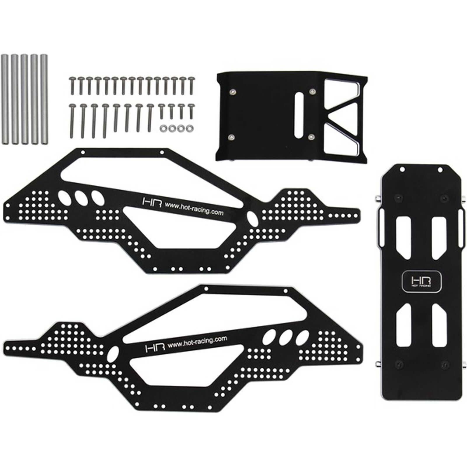 HRASXTF14RR01 ALUMINUM ROCK RACER CONVERSION CHASSIS FOR AXIAL SCX24: BLACK