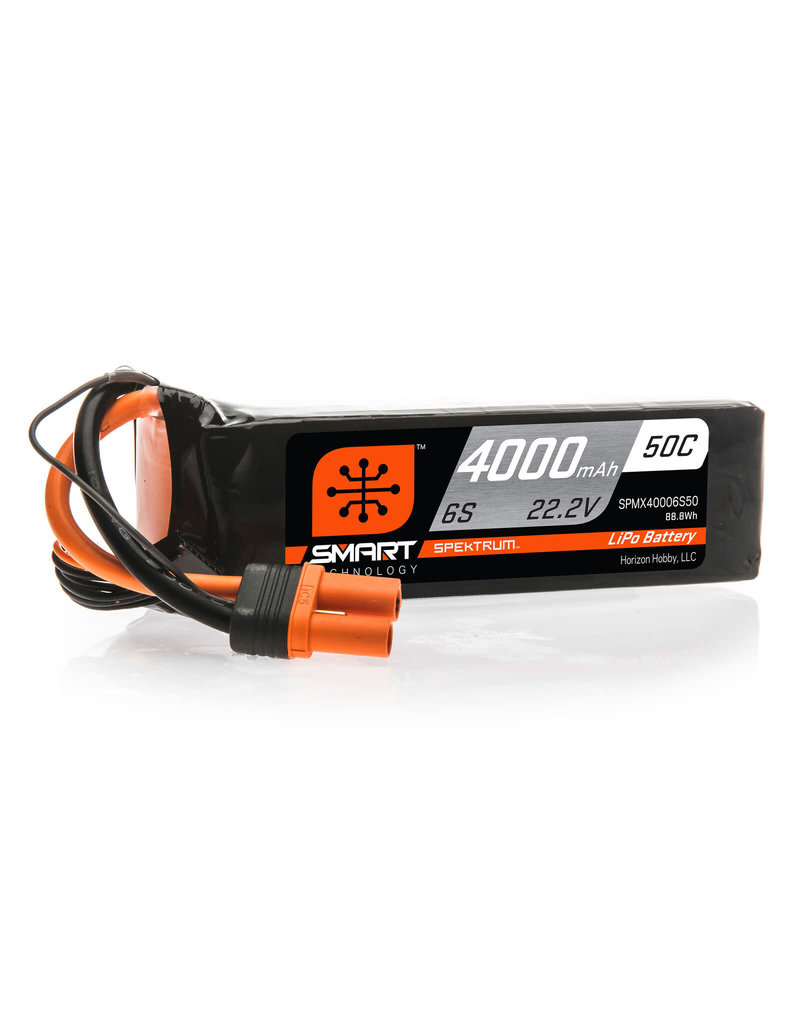 SPEKTRUM SPMX40006S50 4000MAH 6S 22.2V 50C SMART LIPO BATTERY; IC5