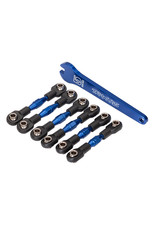 TRAXXAS TRA8341X TURNBUCKLES, ALUMINUM (BLUE-ANODIZED), CAMBER LINKS, 32MM (FRONT) (2)/ CAMBER LINKS, 28MM (REAR) (2)/ TOE LINKS, 34MM (2)/ ALUMINUM WRENCH
