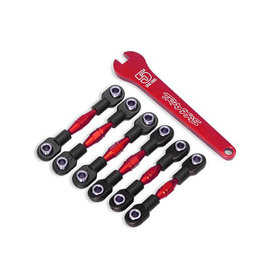 TRAXXAS TRA8341R TURNBUCKLES, ALUMINUM (RED-ANODIZED), CAMBER LINKS, 32MM (FRONT) (2)/ CAMBER LINKS, 28MM (REAR) (2)/ TOE LINKS, 34MM (2)/ ALUMINUM WRENCH
