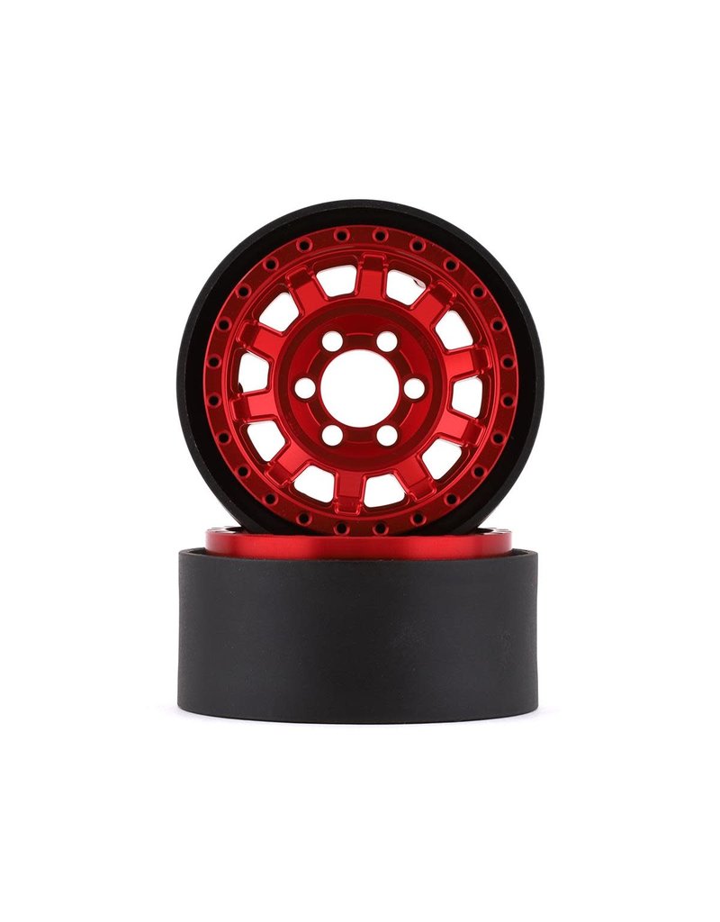 VANQUISH VPS07783 KMC 1.9 KM236 TANK ALUMINUM BEADLOCK WHEELS: RED (2)