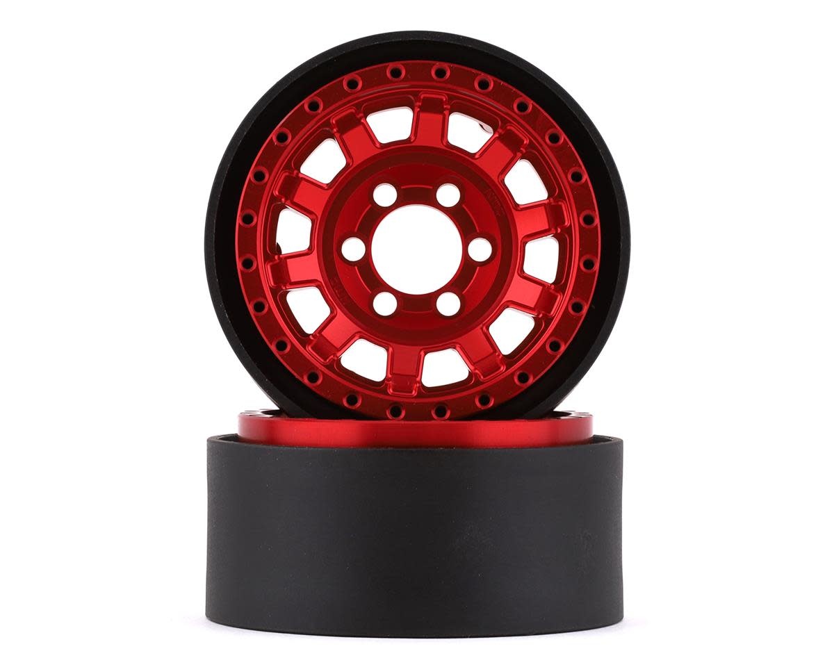 VPS07783 KMC 1.9 KM236 TANK ALUMINUM BEADLOCK WHEELS: RED (2)