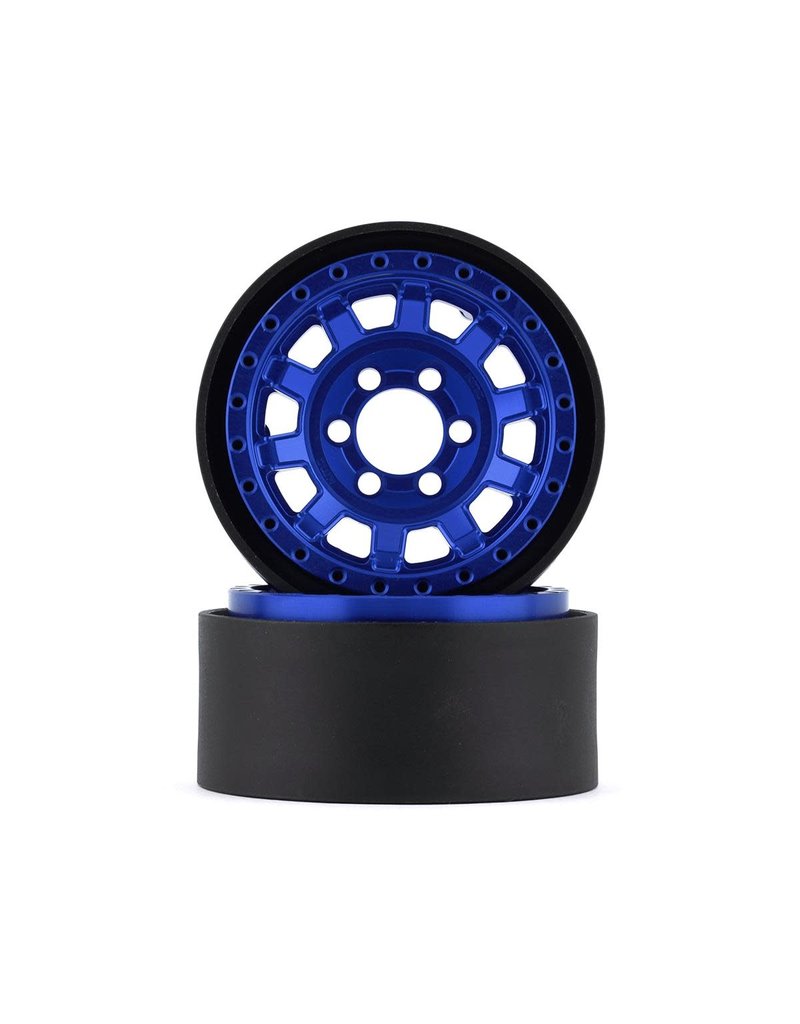 VANQUISH VPS07784 KMC 1.9 KM236 TANK ALUMINUM BEADLOCK WHEELS: BLUE (2)
