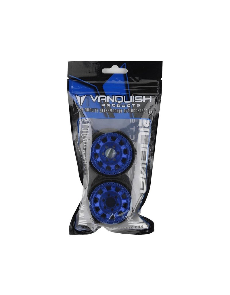 VANQUISH VPS07784 KMC 1.9 KM236 TANK ALUMINUM BEADLOCK WHEELS: BLUE (2)