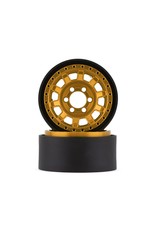 VANQUISH VPS07787 KMC 1.9 KM236 TANK ALUMINUM BEADLOCK WHEELS: GOLD (2)