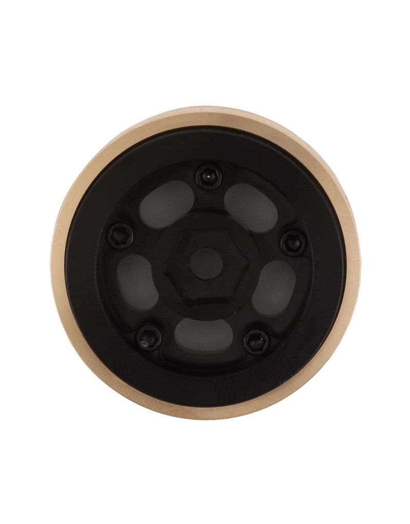SSD RC SSD00503 1.0" ALUMINUM / BRASS 5-SLOT BEADLOCK WHEELS 24G: BLACK (2)