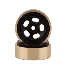 SSD RC SSD00503 1.0" ALUMINUM / BRASS 5-SLOT BEADLOCK WHEELS 24G: BLACK (2)