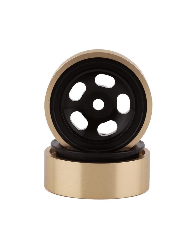 SSD RC SSD00503 1.0" ALUMINUM / BRASS 5-SLOT BEADLOCK WHEELS 24G: BLACK (2)