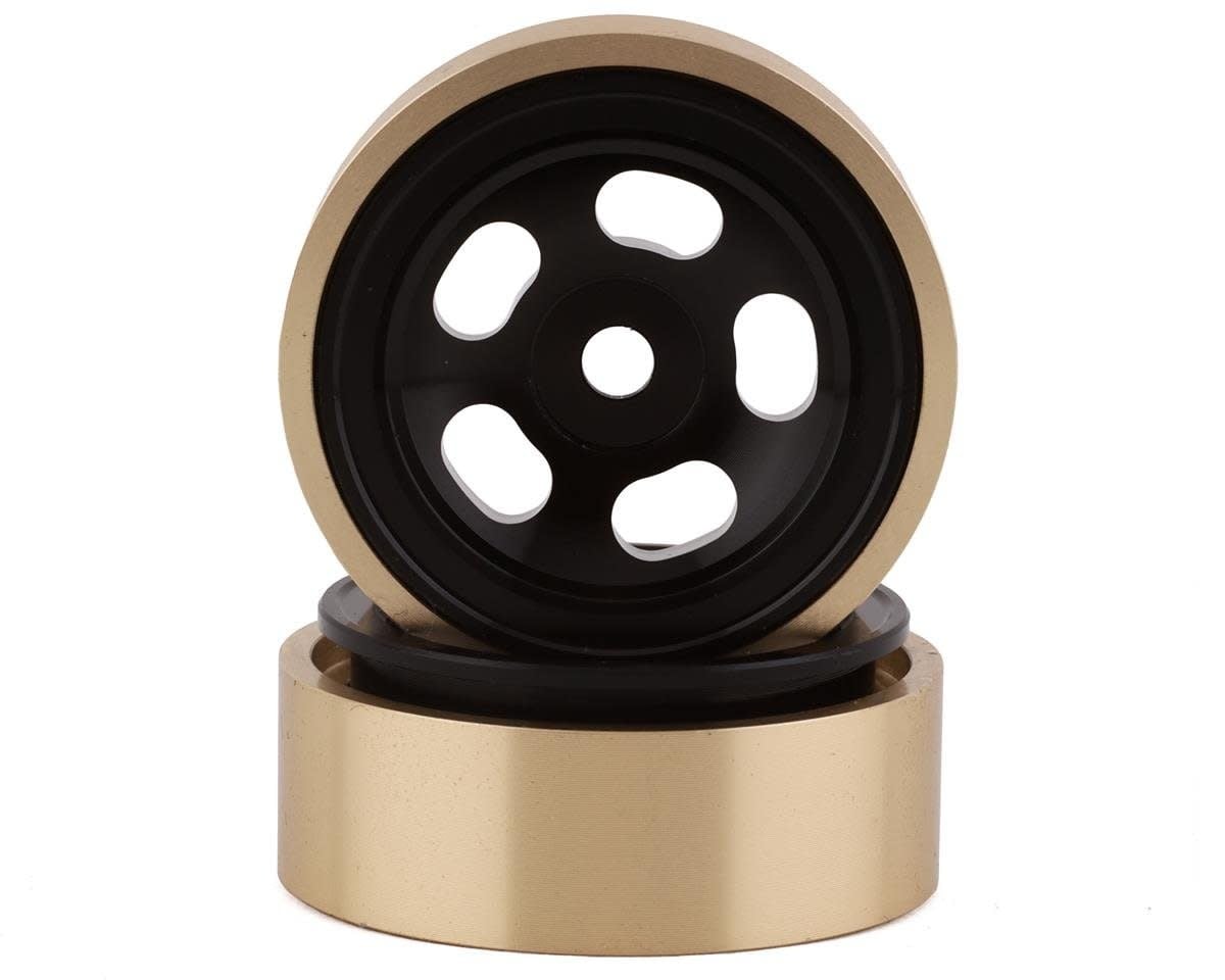 SSD00503 1.0" ALUMINUM / BRASS 5-SLOT BEADLOCK WHEELS 24G: BLACK (2)