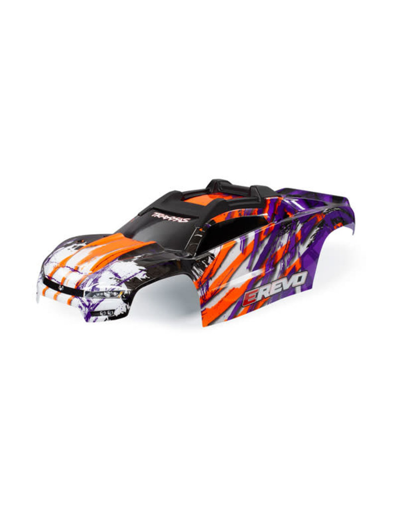 TRAXXAS TRA8611T BODY, E-REVO, / WINDOW, GRILLE, LIGHTS DECAL SHEET (ASSEMBLED WITH FRONT & REAR BODY MOUNTS AND REAR BODY SUPPORT FOR CLIPLESS MOUNTING): PURPLE