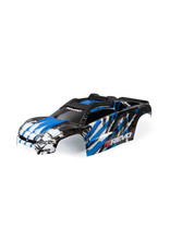 TRAXXAS TRA8611X BODY, E-REVO, BLUE/ WINDOW, GRILLE, LIGHTS DECAL SHEET (ASSEMBLED WITH FRONT & REAR BODY MOUNTS AND REAR BODY SUPPORT FOR CLIPLESS MOUNTING)