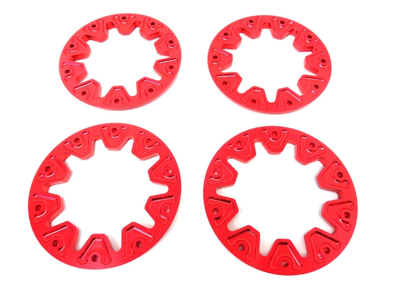 TRC09002-R MONSTER TRUCK BILLET BEADLOCK SET (RED) (SET OF 4)