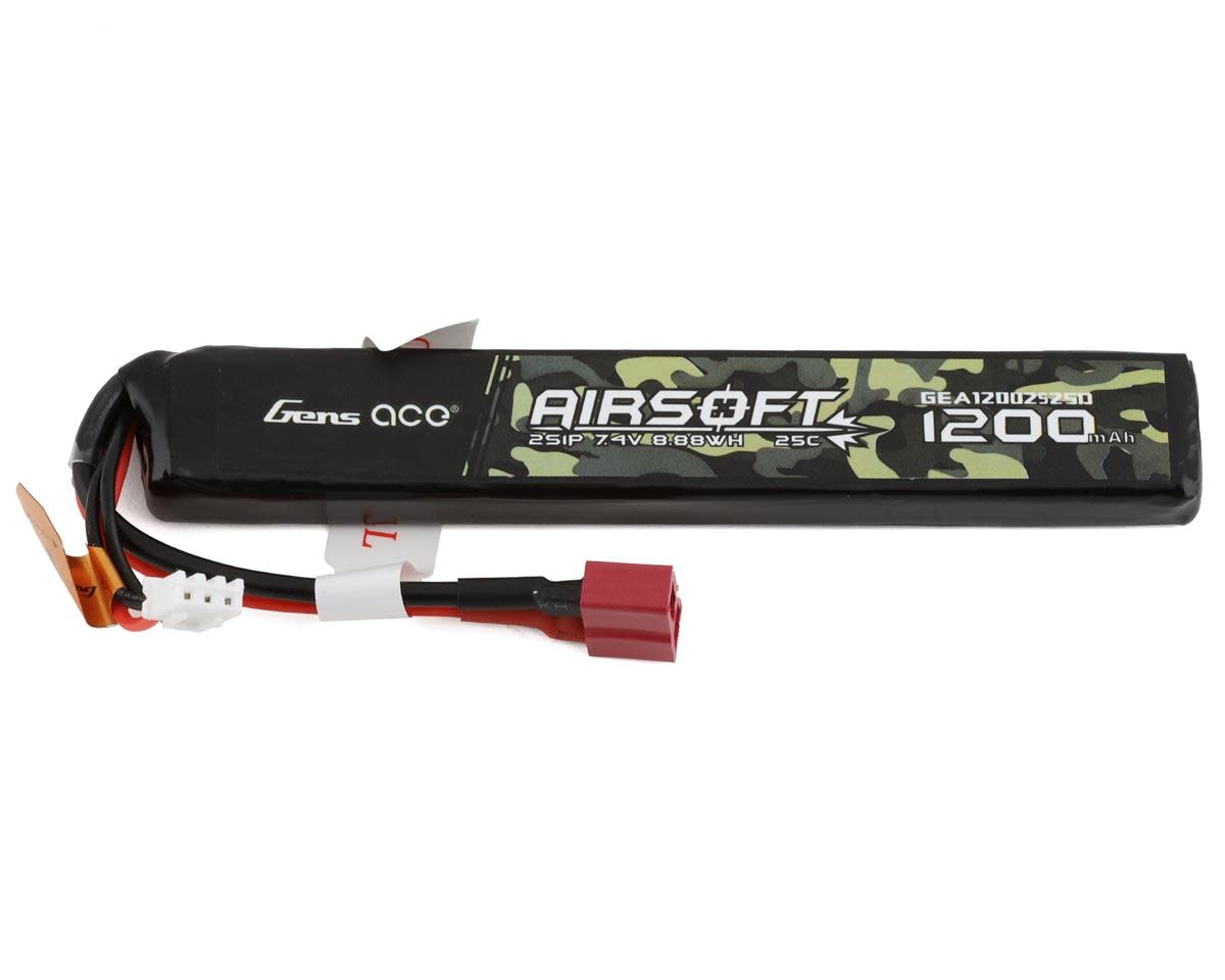 GEA12002S25D 2S LIPO 7.4V 1200MAH 25C BATTERY: DEANS (AIRSOFT)