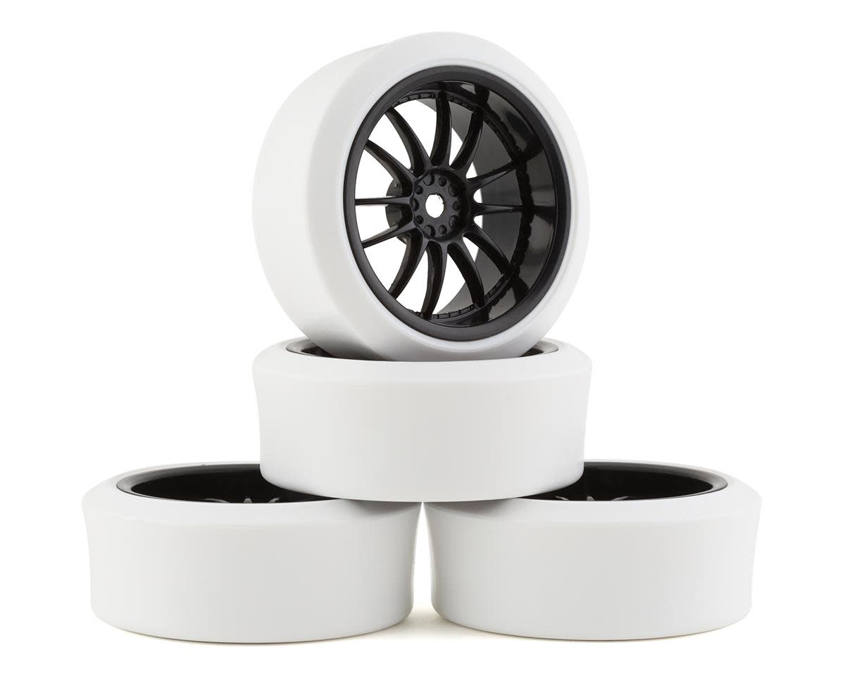 FBR1WHECHR514 CHAR XDR3 PRE-MOUNTED DRIFT TIRES (4) (BLACK/WHITE) W/BLIZZARD TIRES, 12MM HEX & 3MM OFFSET