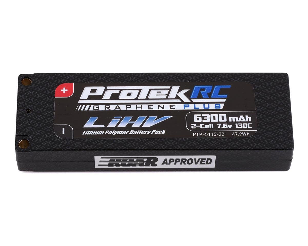 PTK-5115-22 2S LIPO 7.6V 6300MAH 130C GRAPHENE LIHV HARDCASE BATTERY: 5MM