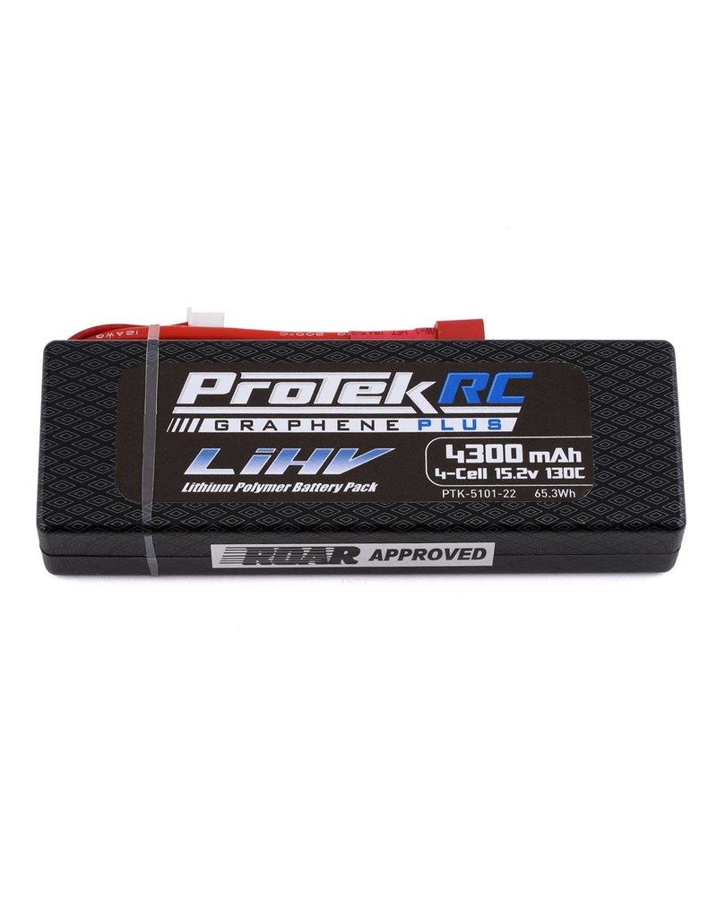 PROTEK RC PTK-5101-22 4S LIPO 15.2V 4300MAH 130C GRAPHENE LIHV HARDCASE BATTERY: DEANS