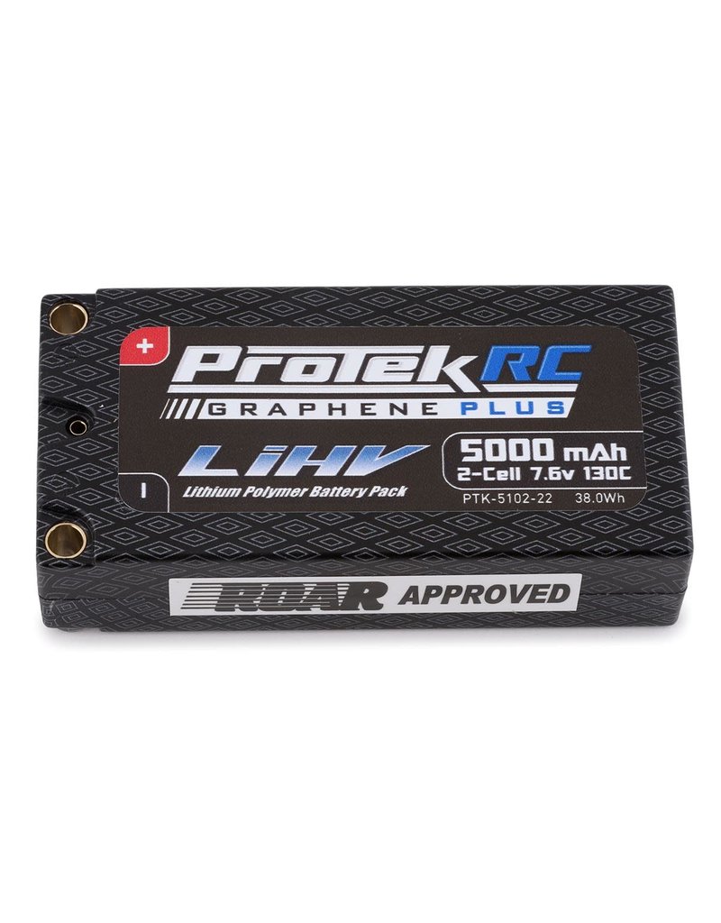 PROTEK RC PTK-5102-22 2S LIPO 7.6V 5000MAH 130C GRAPHENE LIHV SHORTY HARDCASE BATTERY: 5MM